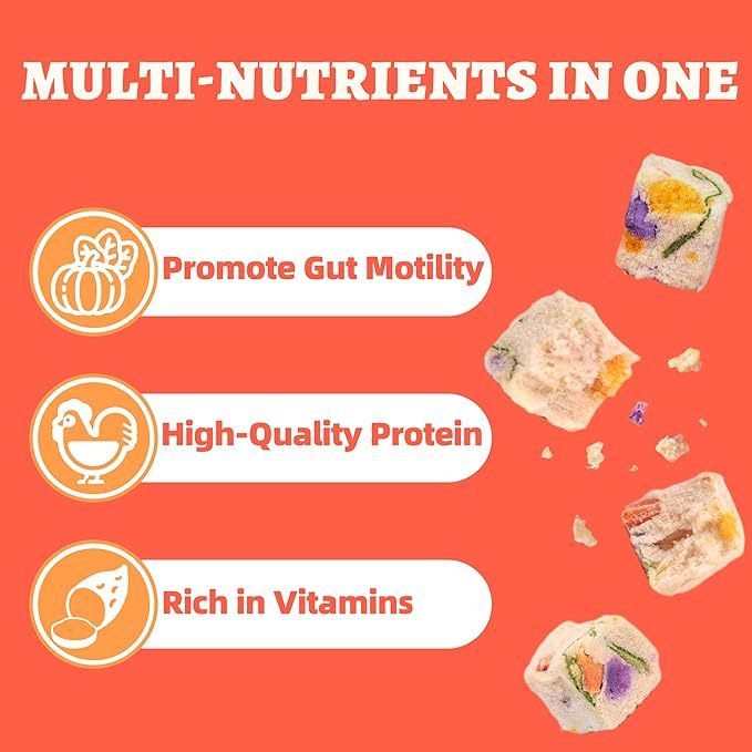 Wellix Freeze Dried Chicken&Vegetables Treats for Cats&Dogs - Healthy Freeze Dried Cat Treats Rich in Pumpkin,Cranberry,etc - High-Protein Food Topper for Gut Health 4.23oz