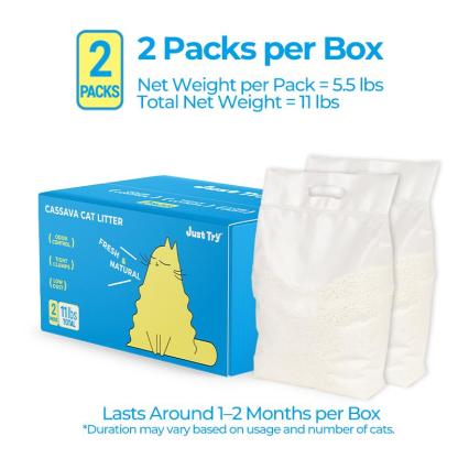 JUSTTRY SnowPaww Cassava Cat Litter – 11lbs (2 x 5.5lbs) with Tight Clumps, Low Dust & Odor Control-CritterCorner