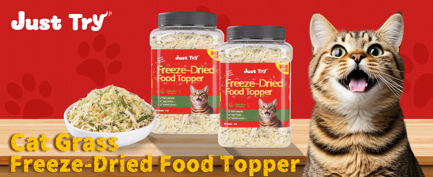 Cat grass freeze dried food topper