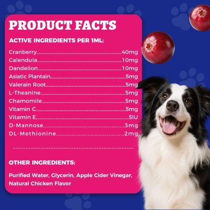Wellix UrinaryTract Drops with Cranberry for Cats & Dogs – 4 oz Cranberry & D-Mannose for Urinary, Bladder & Kidney Health-CritterCorner