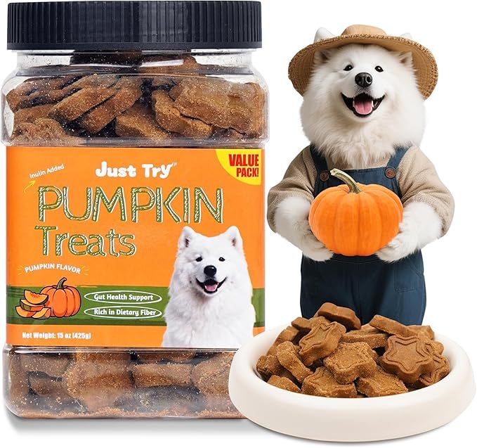 Just Try 15 OZ Pumpkin Dog Treats Biscuits Digestive Support Gut Health Training Treats Healthy Dog Treats