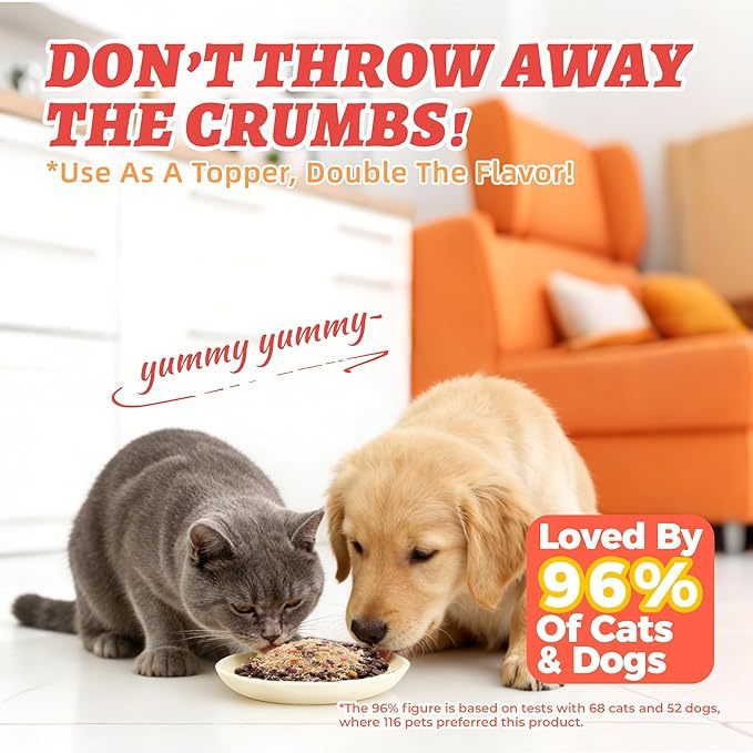 Wellix Freeze Dried Chicken&Vegetables Treats for Cats&Dogs - Healthy Freeze Dried Cat Treats Rich in Pumpkin,Cranberry,etc - High-Protein Food Topper for Gut Health 4.23oz