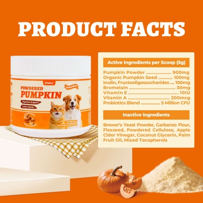 Wellix Pumpkin Powder for Dogs & Cats – Fiber Supplement for Digestive Health, Stool Firming & Gut Support-CritterCorner