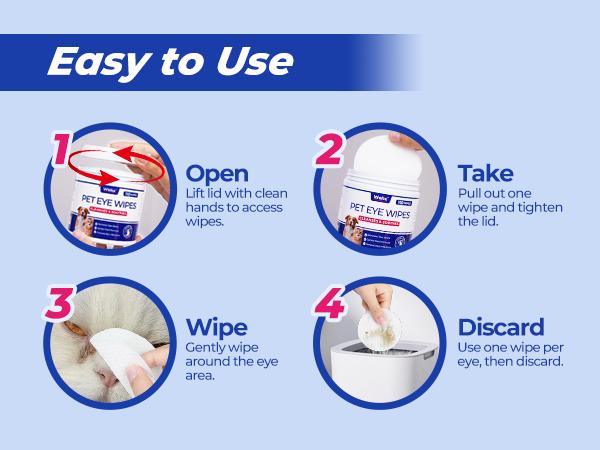 Wellix 110-Count Pet Eye Wipes - Gently Reduce Tear Stain, Debris, Discharge, Crust for Dogs & Cats