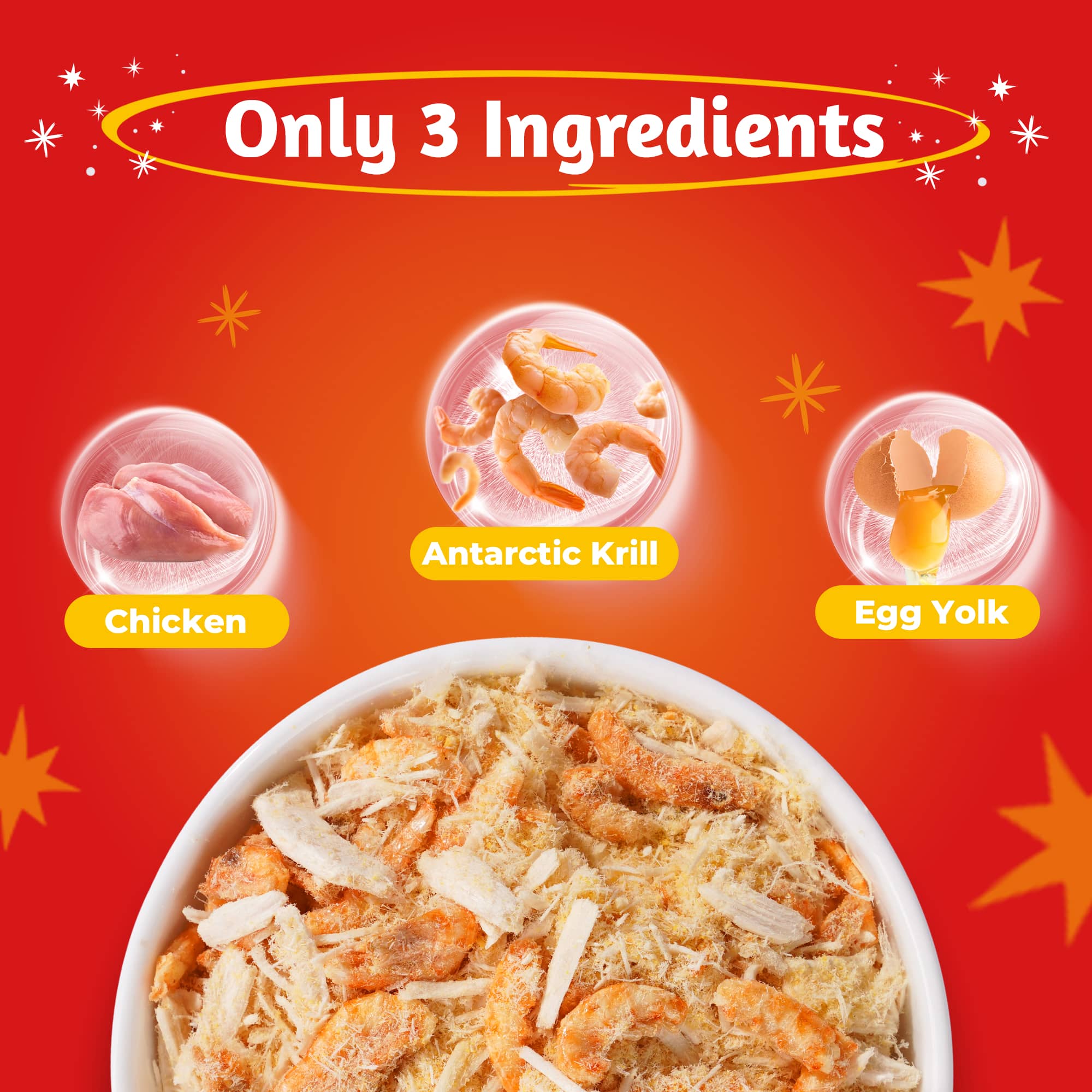 JUSTTRY Antarctic Krill Freeze-Dried Food Topper – Chicken, Egg Yolk, Antarctic Krill, High Protein & Low Fat Cat Treats for Dogs & Cats, 8oz-CritterCorner