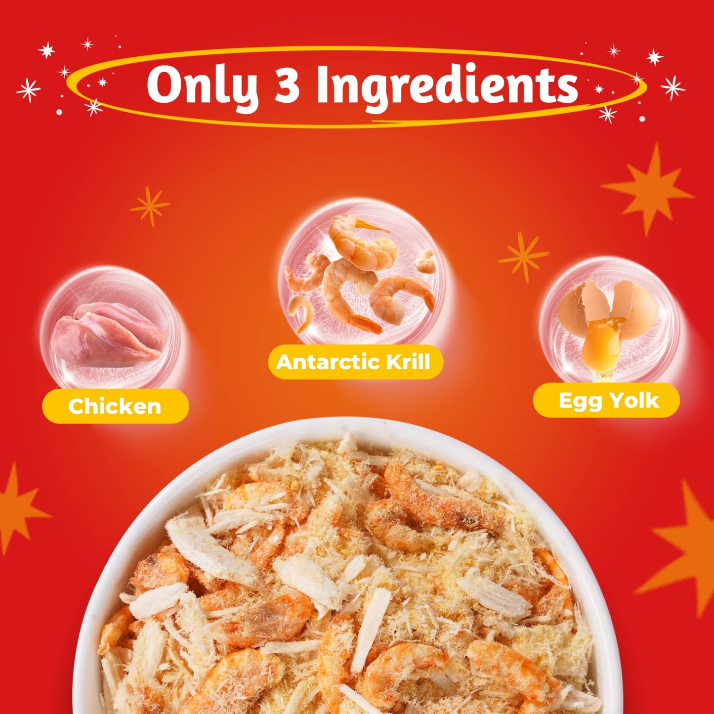 JUSTTRY Antarctic Krill Freeze-Dried Food Topper – Chicken, Egg Yolk, Antarctic Krill, High Protein & Low Fat Cat Treats for Dogs & Cats, 8oz-CritterCorner