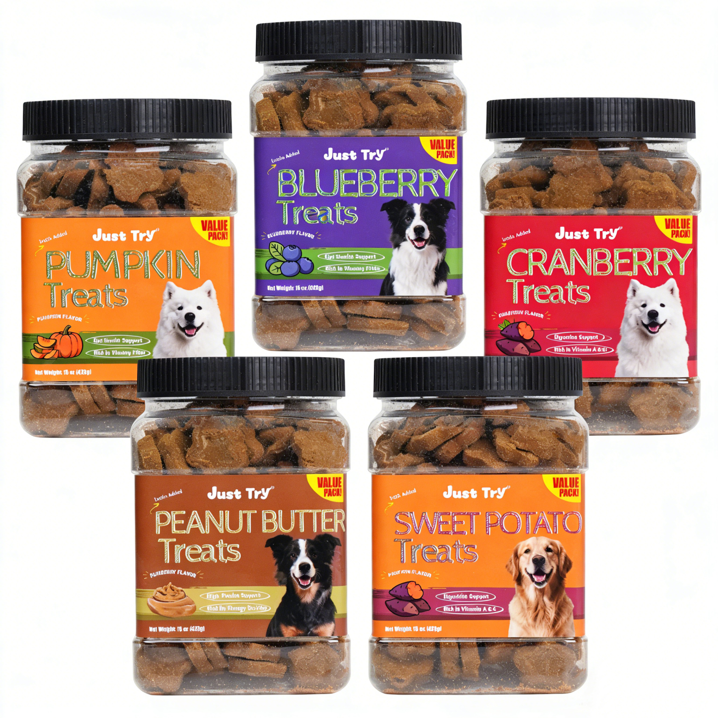 Just Try 15 OZ Pumpkin Dog Treats Biscuits Digestive Support Gut Health Training Treats Healthy Dog Treats