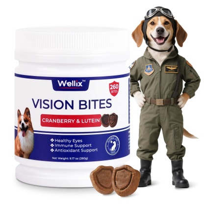Wellix Dog Vision Bites – 260 Count with Cranberry, Lutein & Taurine for Tear Stain Removal & Vision Health-CritterCorner