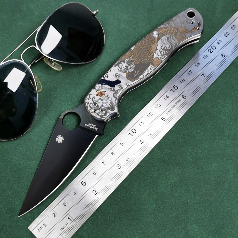 H173-D folding knife Böhler M390 high quality steel Diamond-Like Carbon titanium alloy hilt Fruit knives