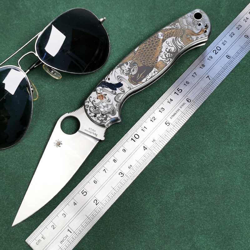 H173-E folding knife Böhler M390 high quality steel Diamond-Like Carbon titanium alloy hilt Fruit knives