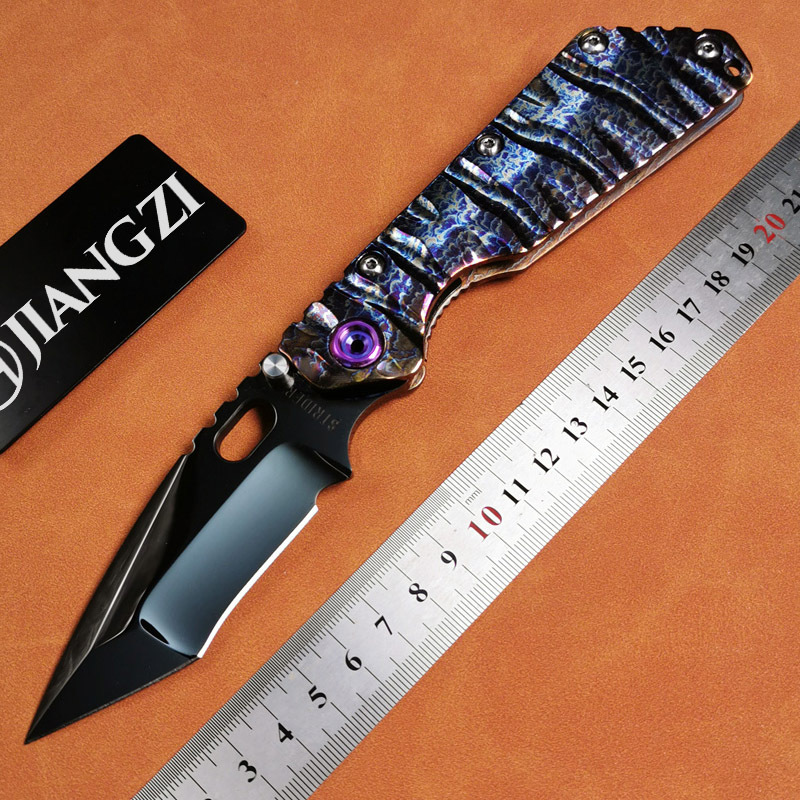 H382-E folding knife Böhler M390 high quality steel Mirror/DLC Diamond-Like Carbon titanium alloy hilt Fruit knives