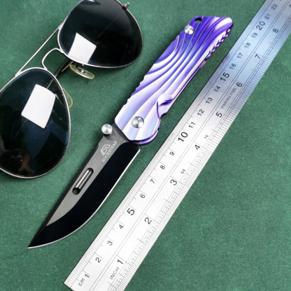 H419-B folding knife Böhler M390 high quality steel Diamond-Like Carbon titanium alloy hilt Fruit knives