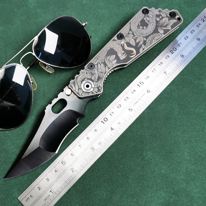 H460-B folding knife Böhler M390 high quality steel Diamond-Like Carbon titanium alloy hilt Fruit knives