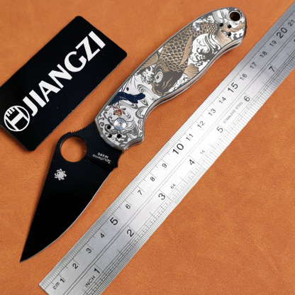 H174-D folding knife Böhler M390 high quality steel Diamond-Like Carbon titanium alloy hilt Fruit knives