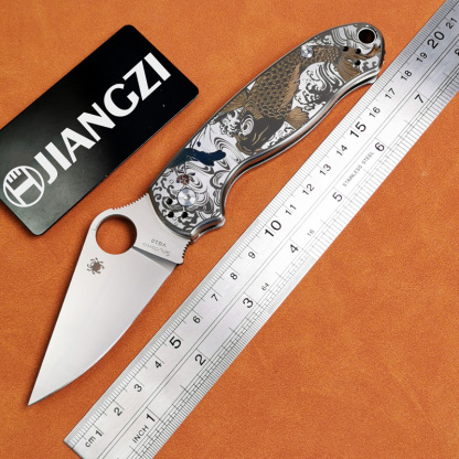 H174-E folding knife Böhler M390 high quality steel Diamond-Like Carbon titanium alloy hilt Fruit knives