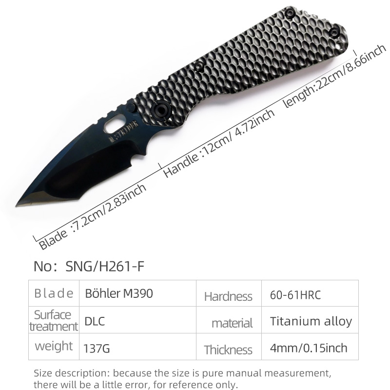 H261-F folding knife Böhler M390 high quality steel Diamond-Like Carbon titanium alloy hilt Fruit knives