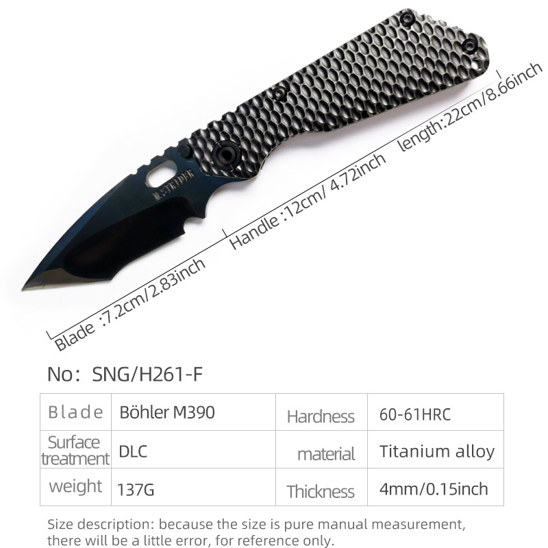 H261-F folding knife Böhler M390 high quality steel Diamond-Like Carbon titanium alloy hilt Fruit knives