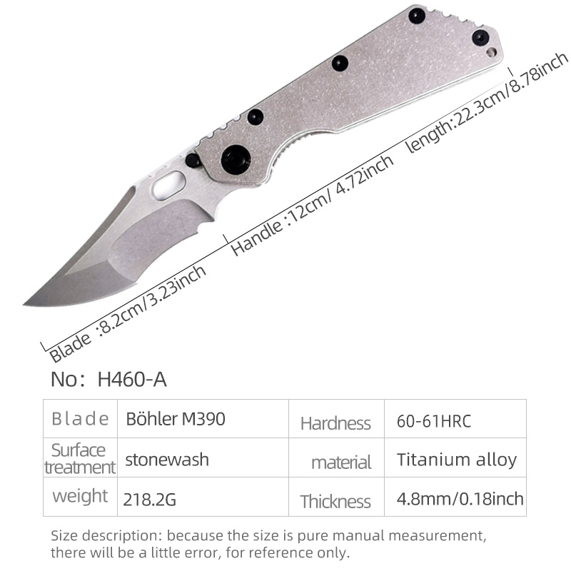 H460-A folding knife Böhler M390 high quality steel Diamond-Like Carbon titanium alloy hilt Fruit knives