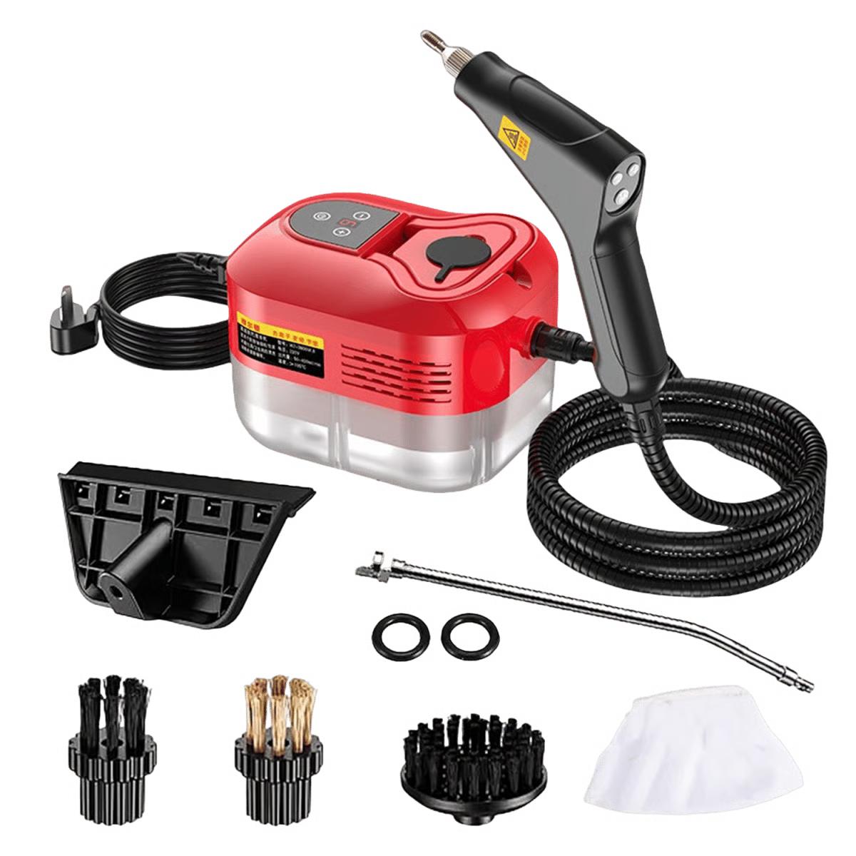 Dual-control red steam cleaning machine, for rapid and thorough cleaning of mechanical tools and vehicles