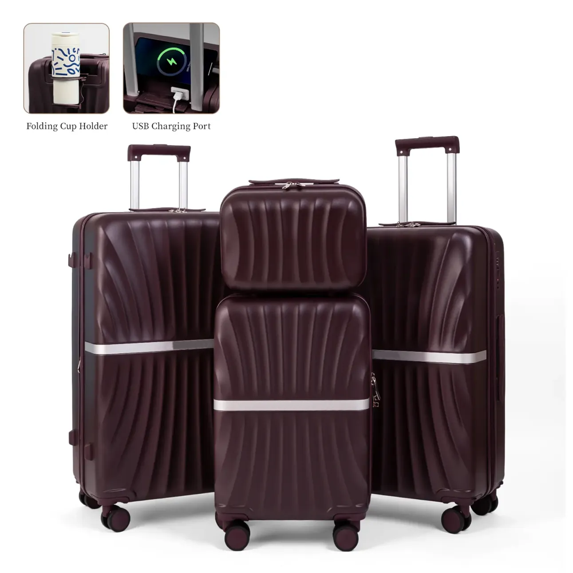 4 Piece Expandable Luggage Sets, ABS Travel Suitcase Set with Double Spinner Wheels, TSA Lock Hardshell Durable Traveling Bag Luggage Sets (13/20/26/28in) Gift for Back to School fathersdaygift fathersdaygift