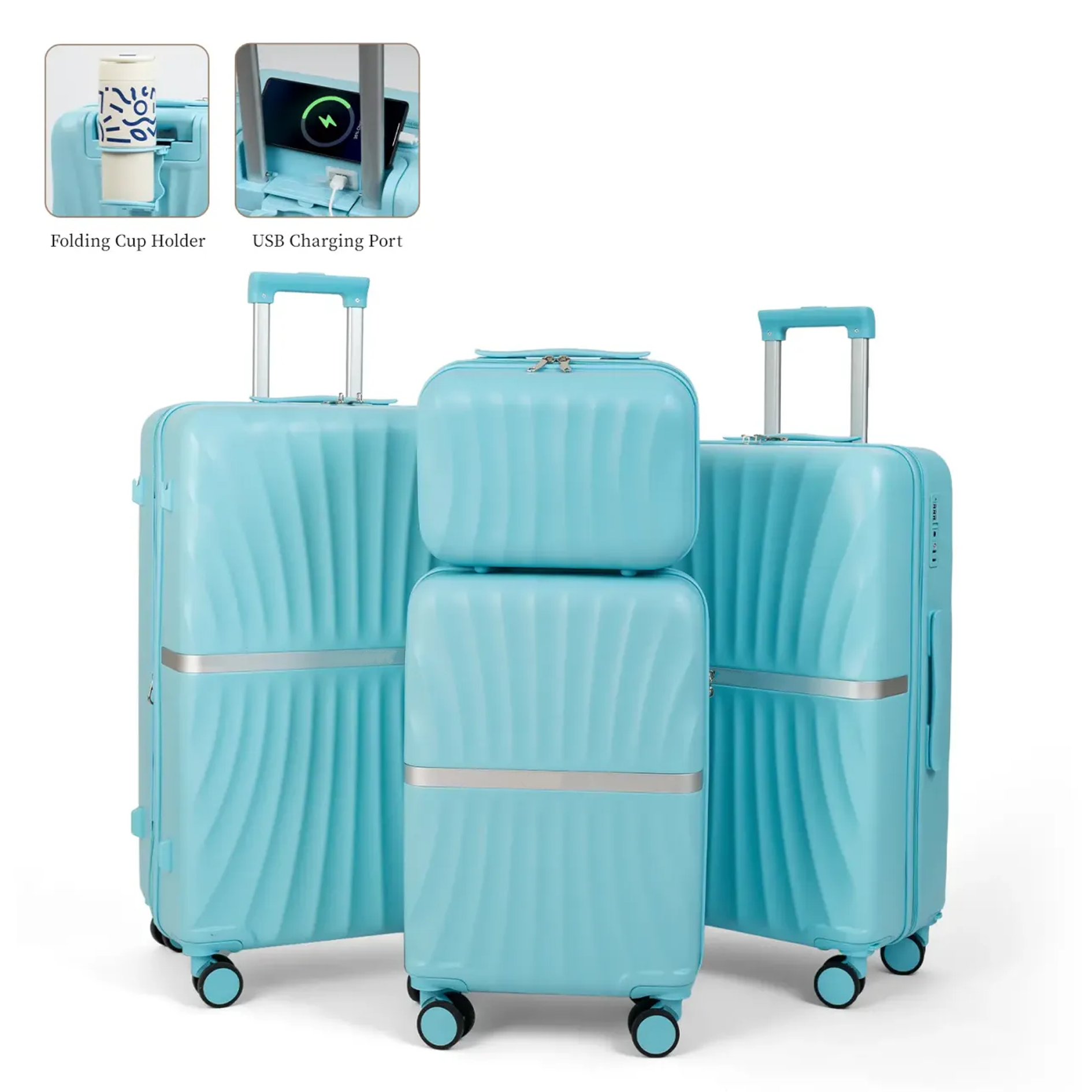 4 Piece Expandable Luggage Sets, ABS Travel Suitcase Set with Double Spinner Wheels, TSA Lock Hardshell Durable Traveling Bag Luggage Sets (13/20/26/28in) Gift for Back to School fathersdaygift fathersdaygift