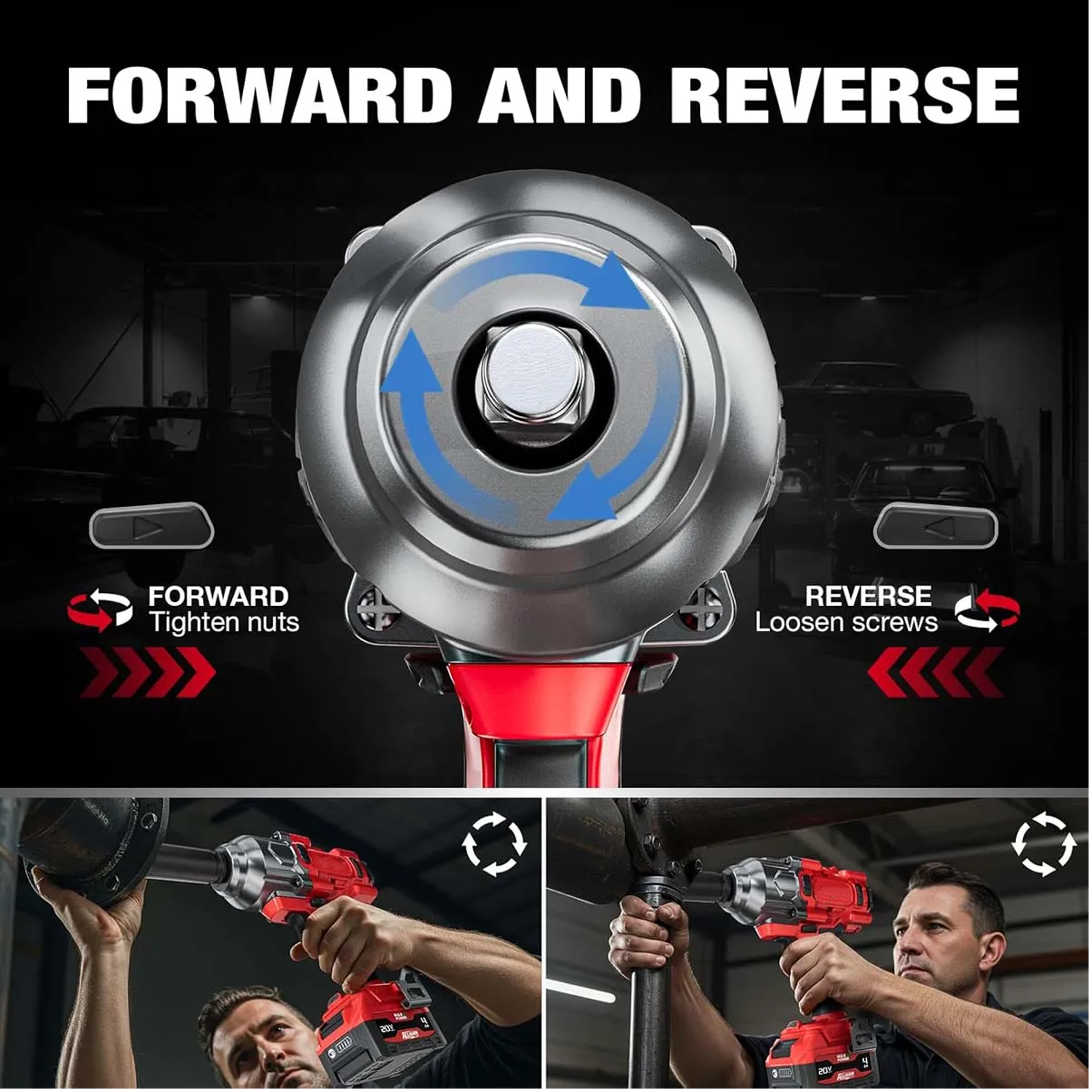 1/2" Cordless Brushless Impact Wrench Kit - 1475 ft-lbs(2000N.m) High Torque - Red Kit