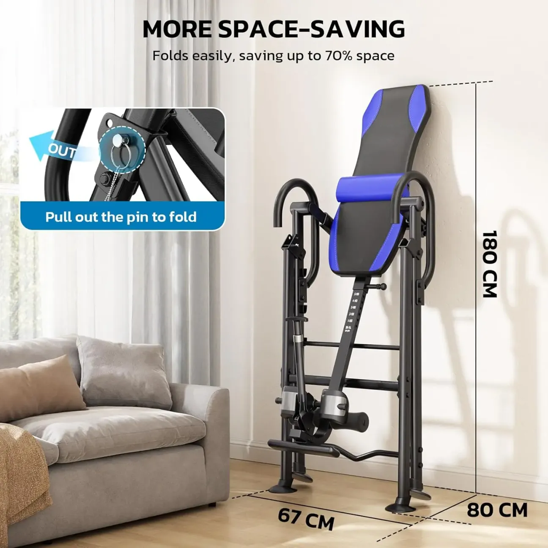 Inversion Table for Back Pain Relief, Neck Sciatica Relief, 300 lbs Weight Capacity w/Lumbar Support Comfortable Ankle Holders Easy to Assemble Back Stretcher Machine