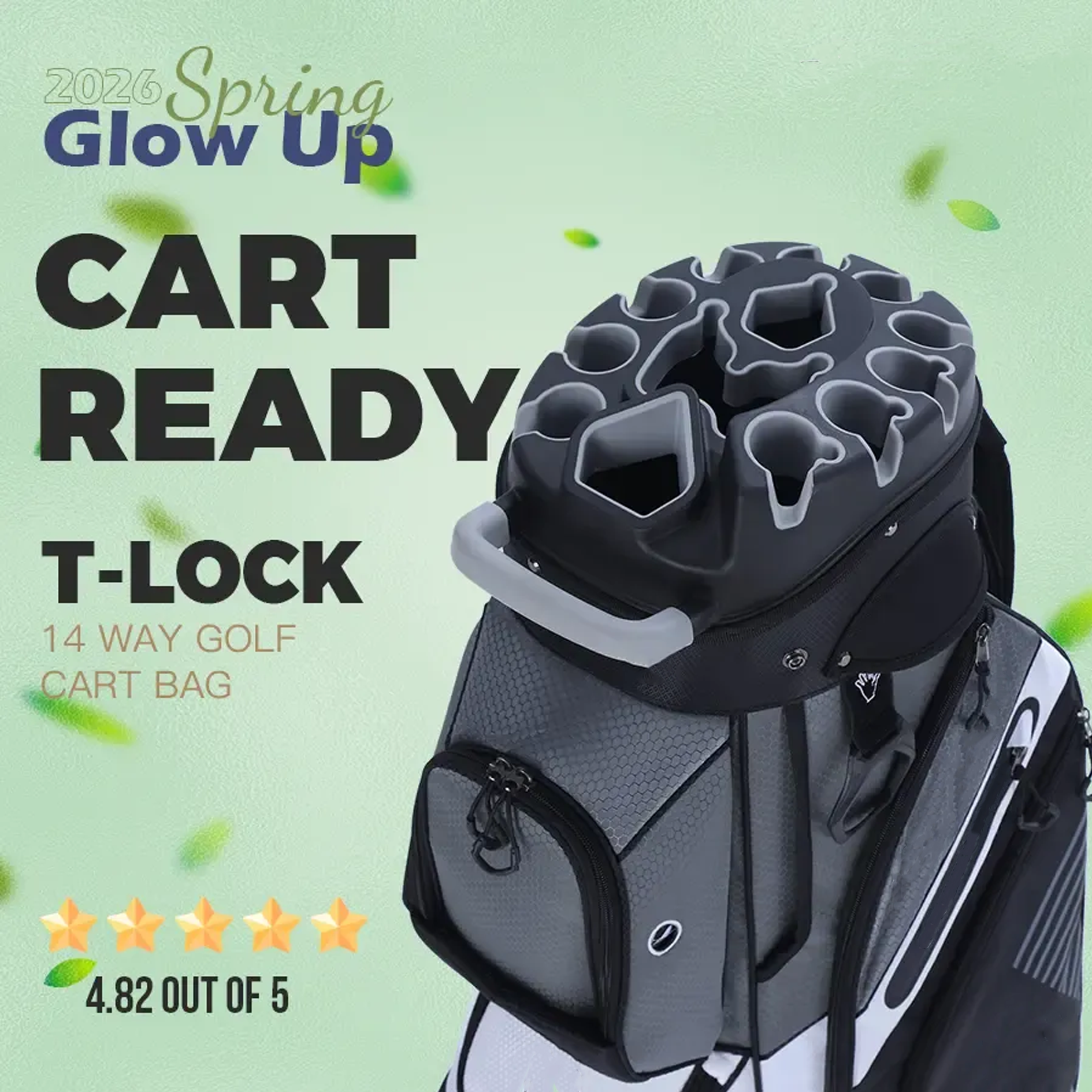 14-Way Organizer Golf Cart Bag – T-Lock Divider System, Quiet Design