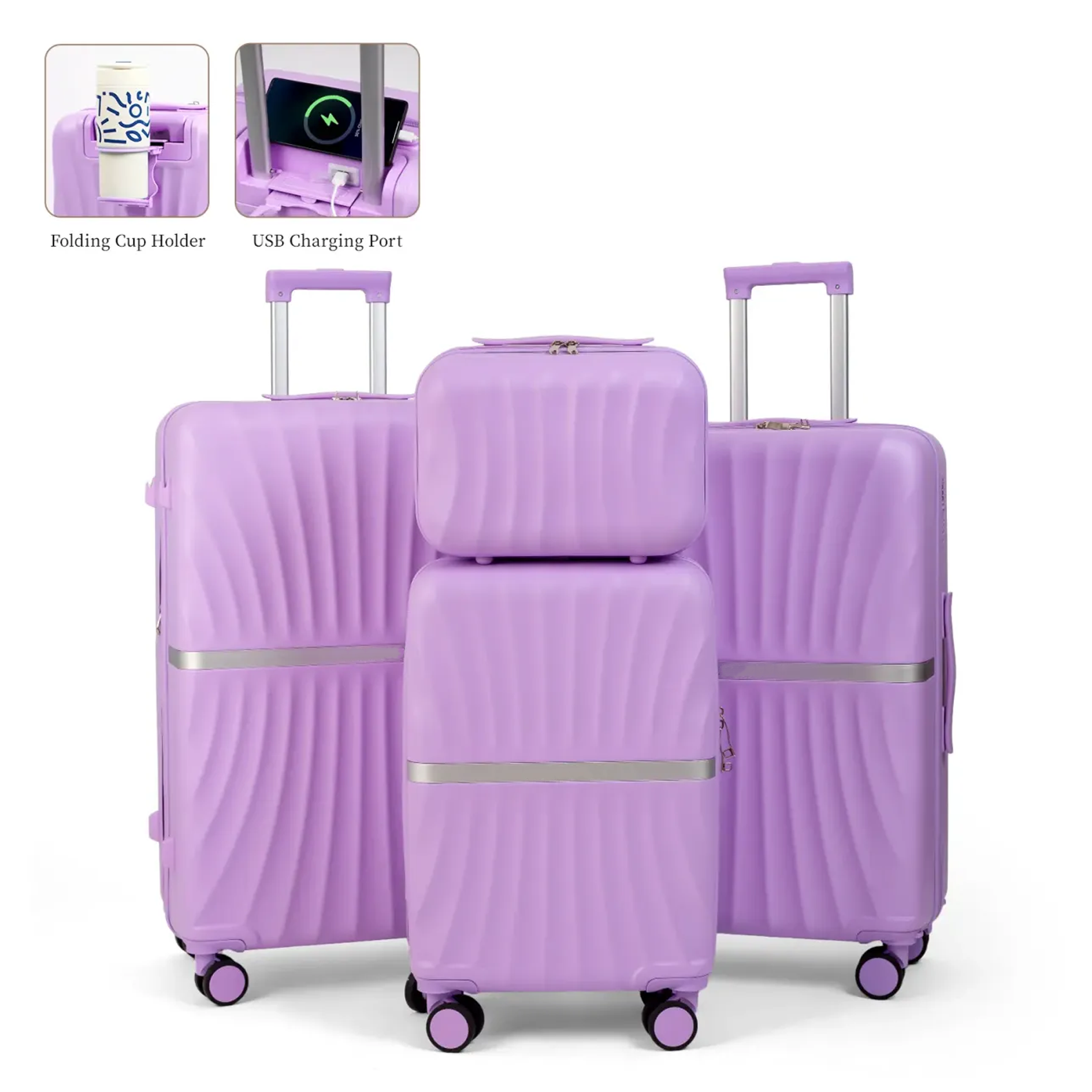 4 Piece Expandable Luggage Sets, ABS Travel Suitcase Set with Double Spinner Wheels, TSA Lock Hardshell Durable Traveling Bag Luggage Sets (13/20/26/28in) Gift for Back to School fathersdaygift fathersdaygift