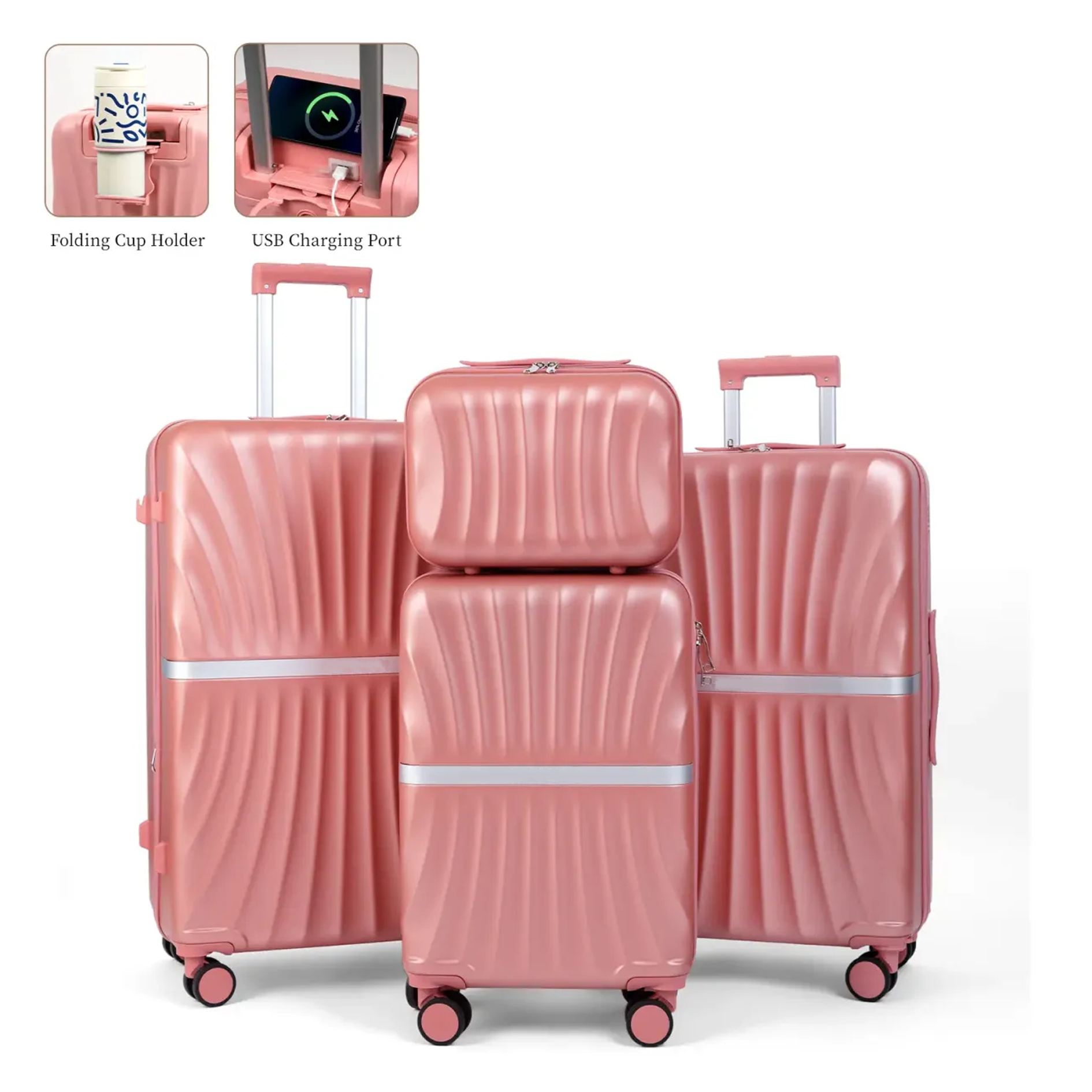 4 Piece Expandable Luggage Sets, ABS Travel Suitcase Set with Double Spinner Wheels, TSA Lock Hardshell Durable Traveling Bag Luggage Sets (13/20/26/28in) Gift for Back to School fathersdaygift fathersdaygift