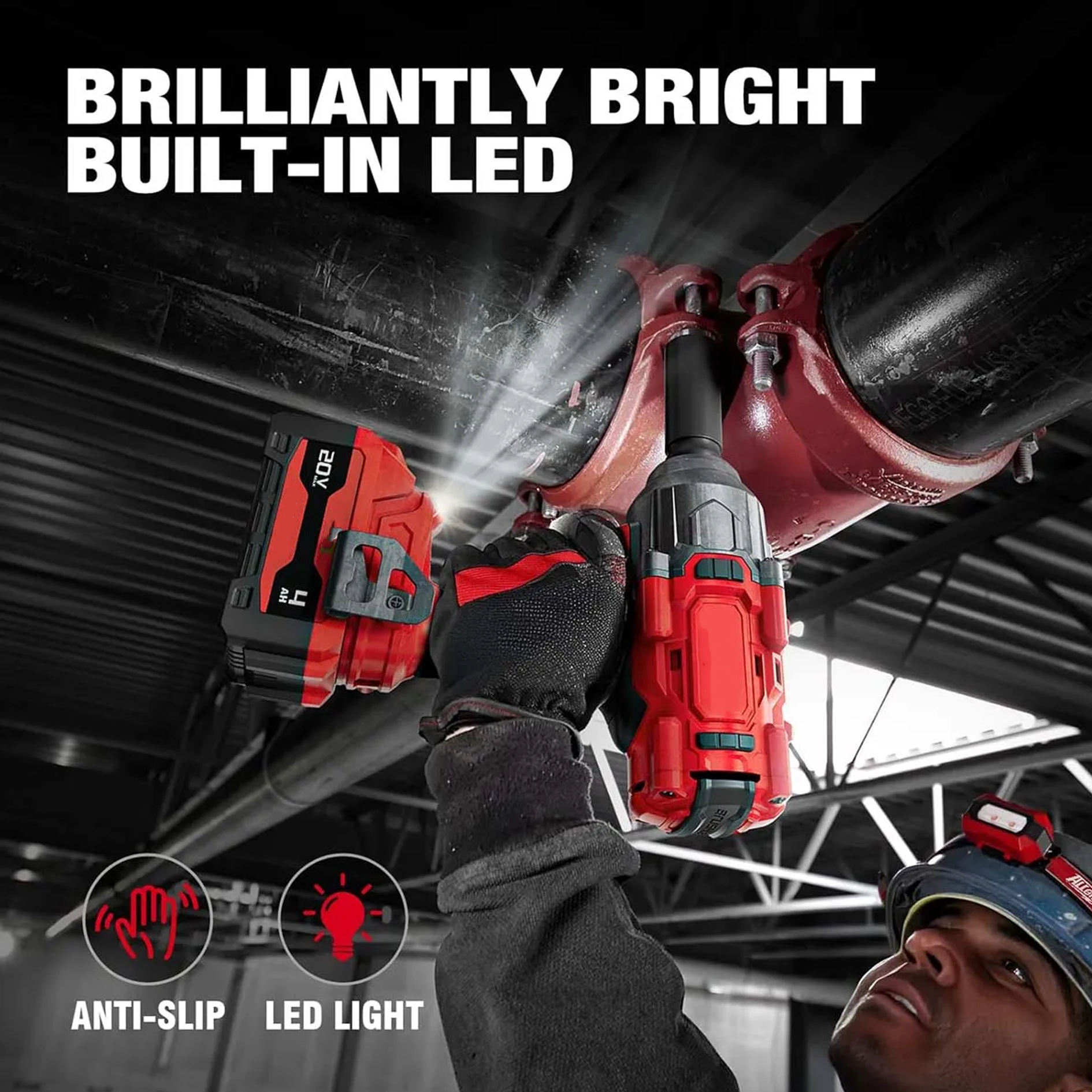 1/2" Cordless Brushless Impact Wrench Kit - 1475 ft-lbs(2000N.m) High Torque - Red Kit