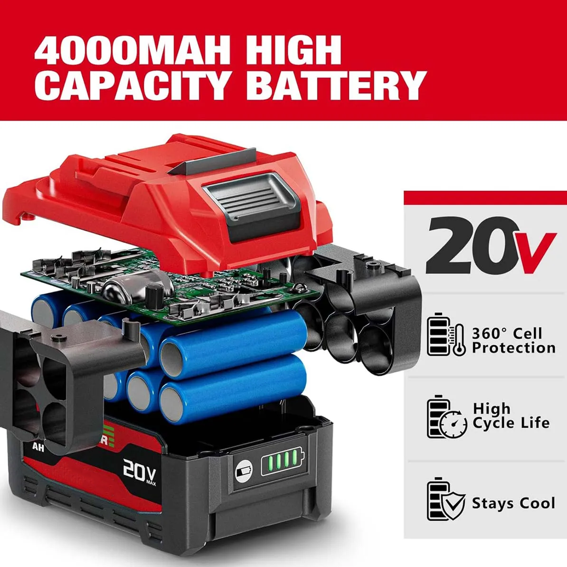 1/2" Cordless Brushless Impact Wrench Kit - 1475 ft-lbs(2000N.m) High Torque - Red Kit