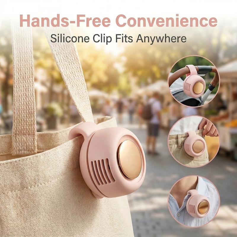 Mini Bladeless Clip Fan –5H Battery Life Portable Rechargeable Silent Cooling Fan with 3 Speeds & 360° Rotation