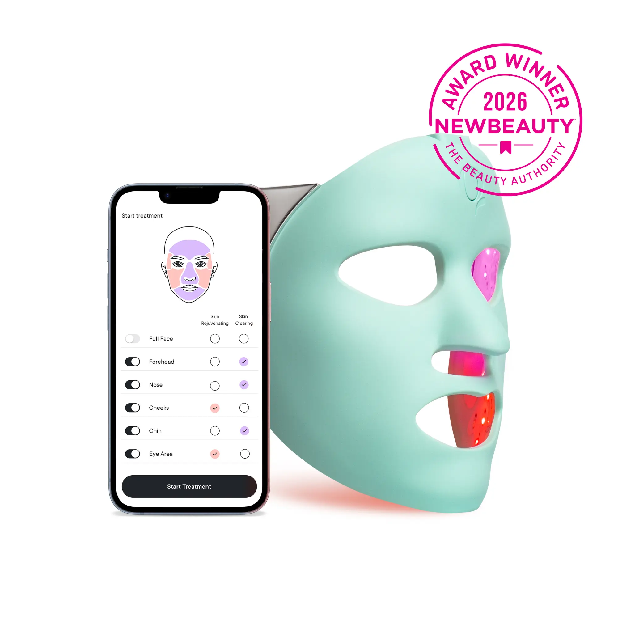 LED Light Therapy Face Mask – Red, Blue & Infrared Light Treatment for Wrinkles & Acne with Smart App Control