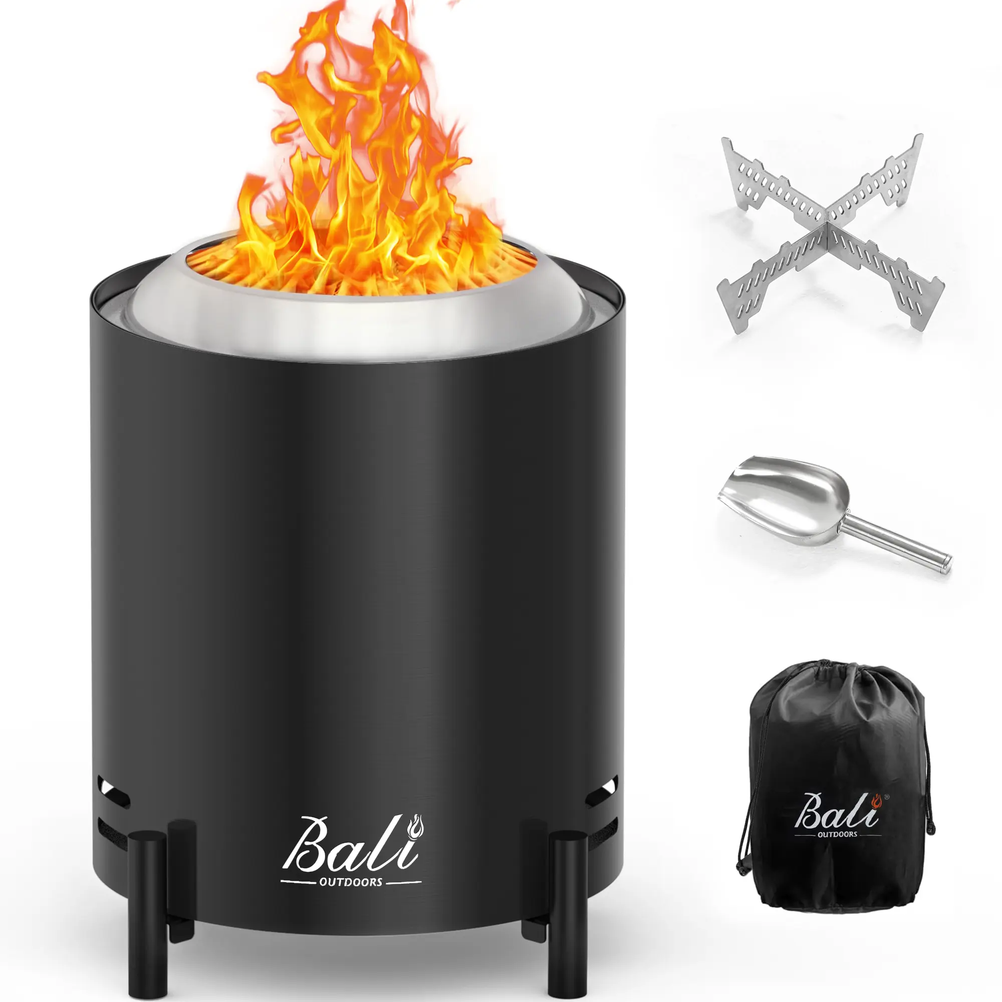 6.5 inch Pellet Tabletop Fire Pit Round, Stainless Steel Table Top Firepit Small, Outdoor Smokeless Firepit Portable, Burning Firepit