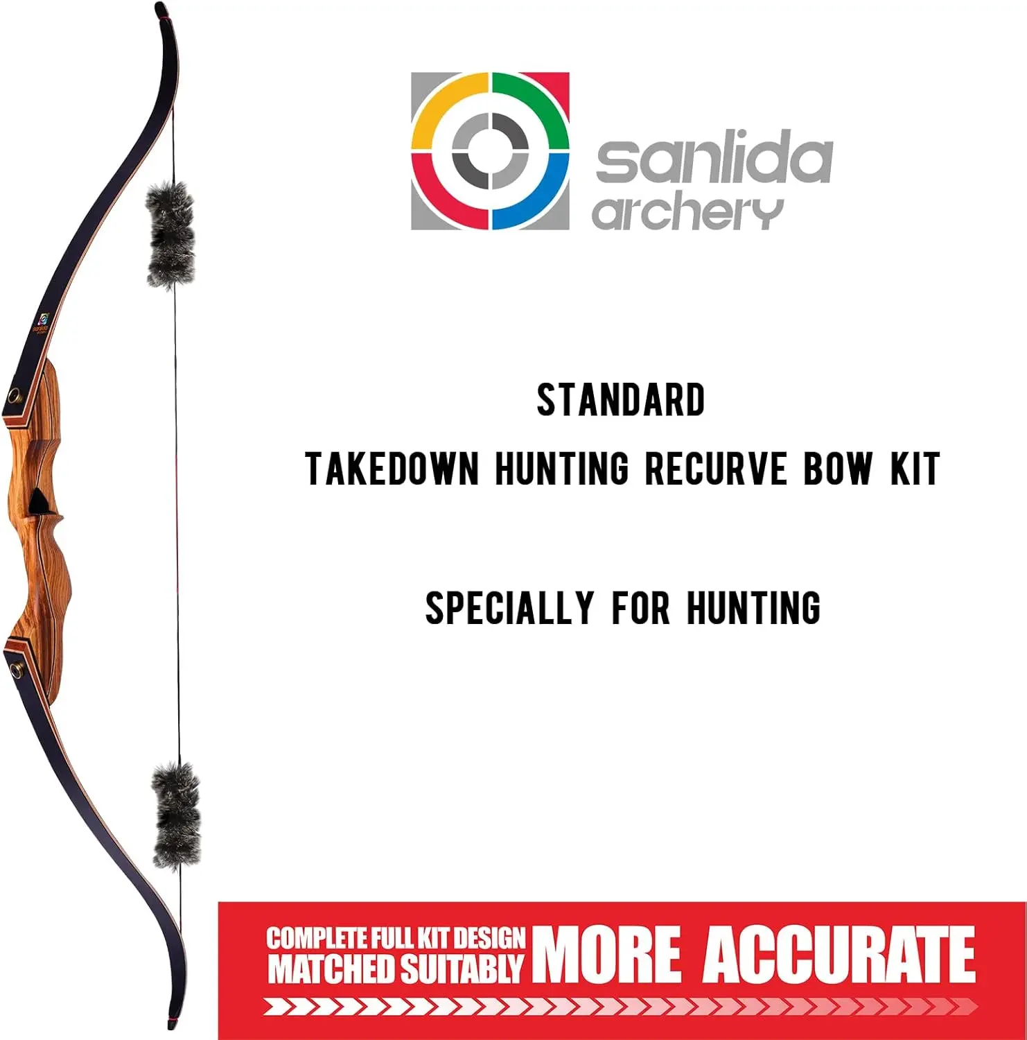 X9 New 58" RTH Standard Recurve Bow and Arrow Set for Adults and Hunters, Wooden Takedown Recurve Bow Package for Outdoor and Practice 25-60 Lbs