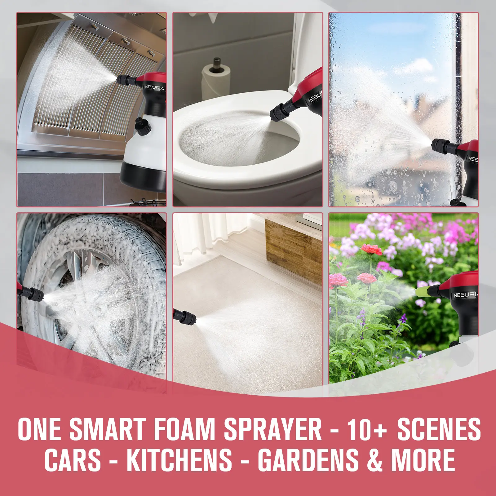 Electric Foam Sprayer,Rechargeable High Pressure Foam Cannon for Car Wash,Auto Detailing,Home,Industrial Cleaning，Smart Pressure Control Core,Ergonomic Handle,Portable Cordless Cleaner for Kitchen,Windows,Bathroom