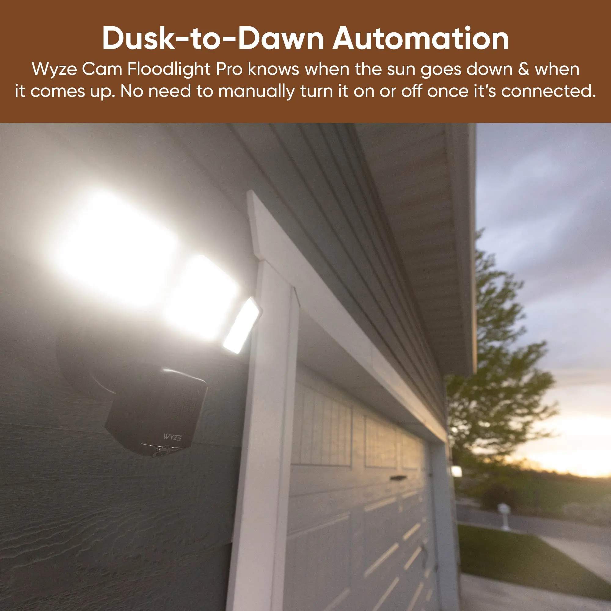 2K HD Smart Floodlight Camera – 3000 Lumen LEDs, Color Night Vision, 180° View & Motion Detection