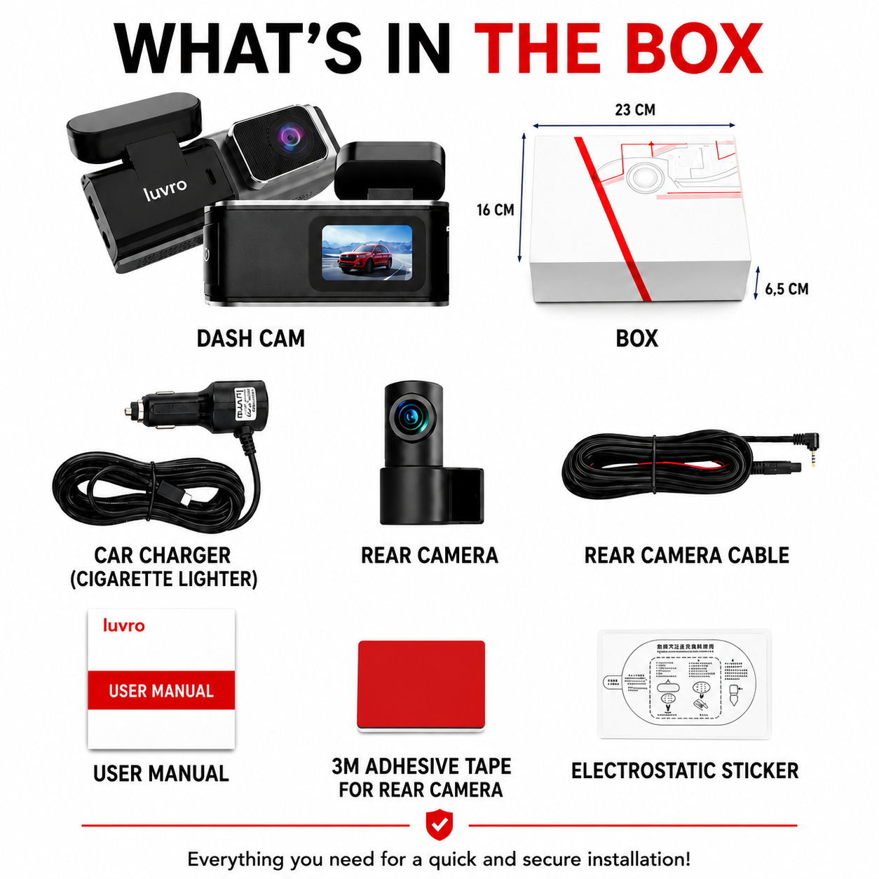 4K dash cam with WiFi and rear camera