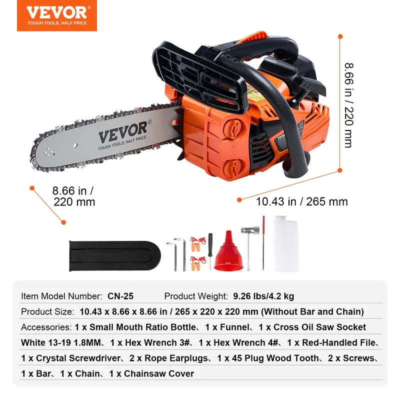 【Summervibes】Gas Chainsaw, Various specifications, Gasoline Powered Chain Saw, Handheld Cordless Petrol Chainsaws