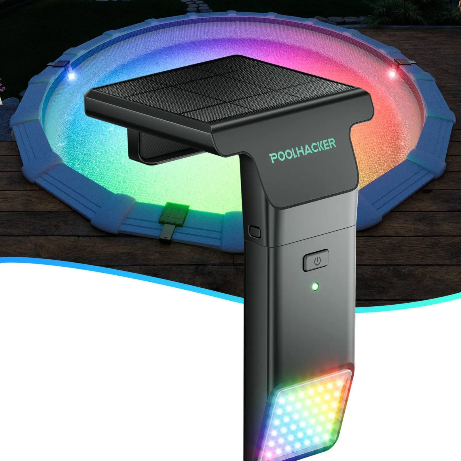 Poolside Solar Light – Waterproof Submersible LED with Remote, for Inground & Above Ground Pools (1 Pack)
