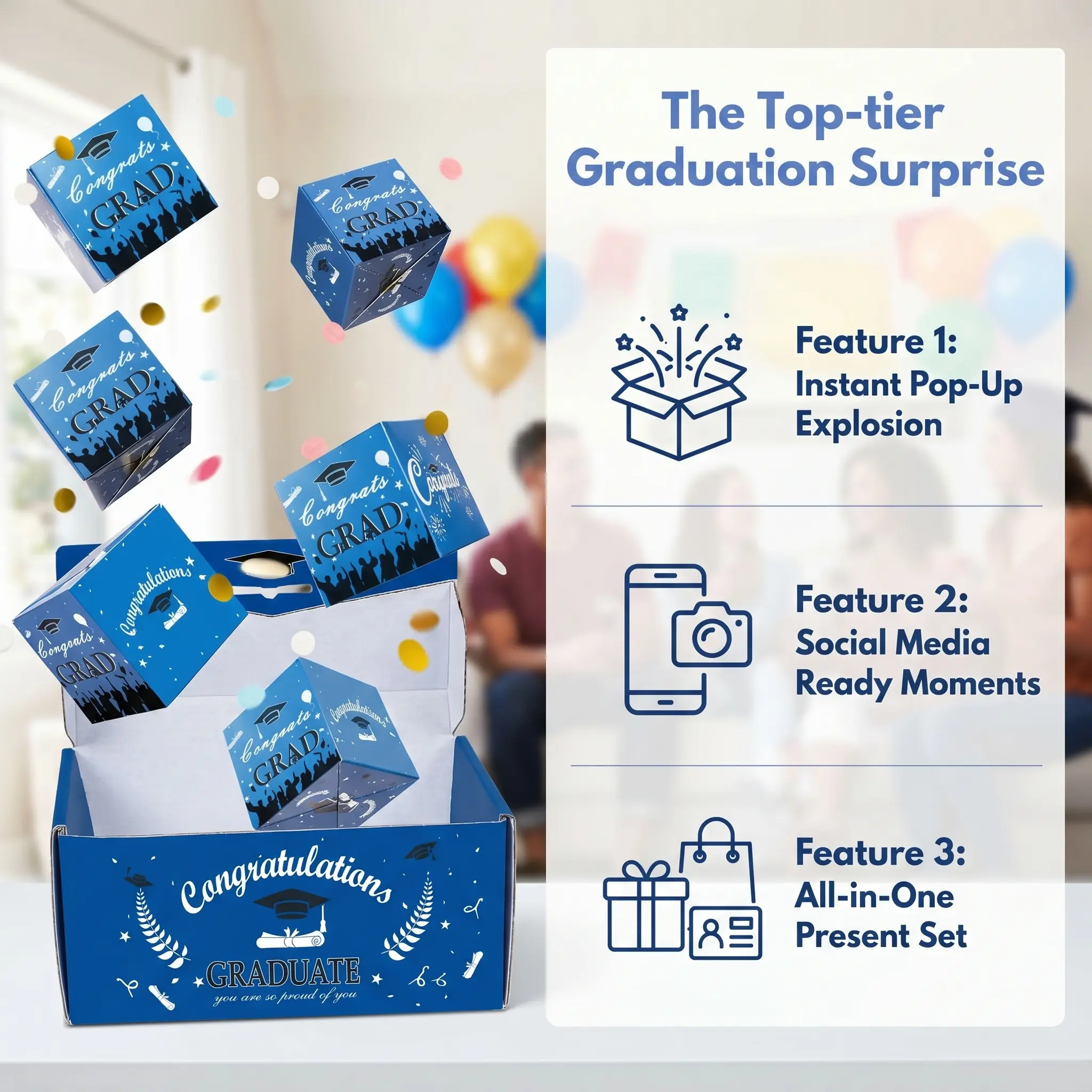 2026 Graduation Surprise Pop-Up Gift Box, Creative Folding Bounce Red Envelope Box, Luxury Paper Explosion Gift Box for Birthday/Anniversary/Valentine's Day/Proposal Graduation Gift-MM