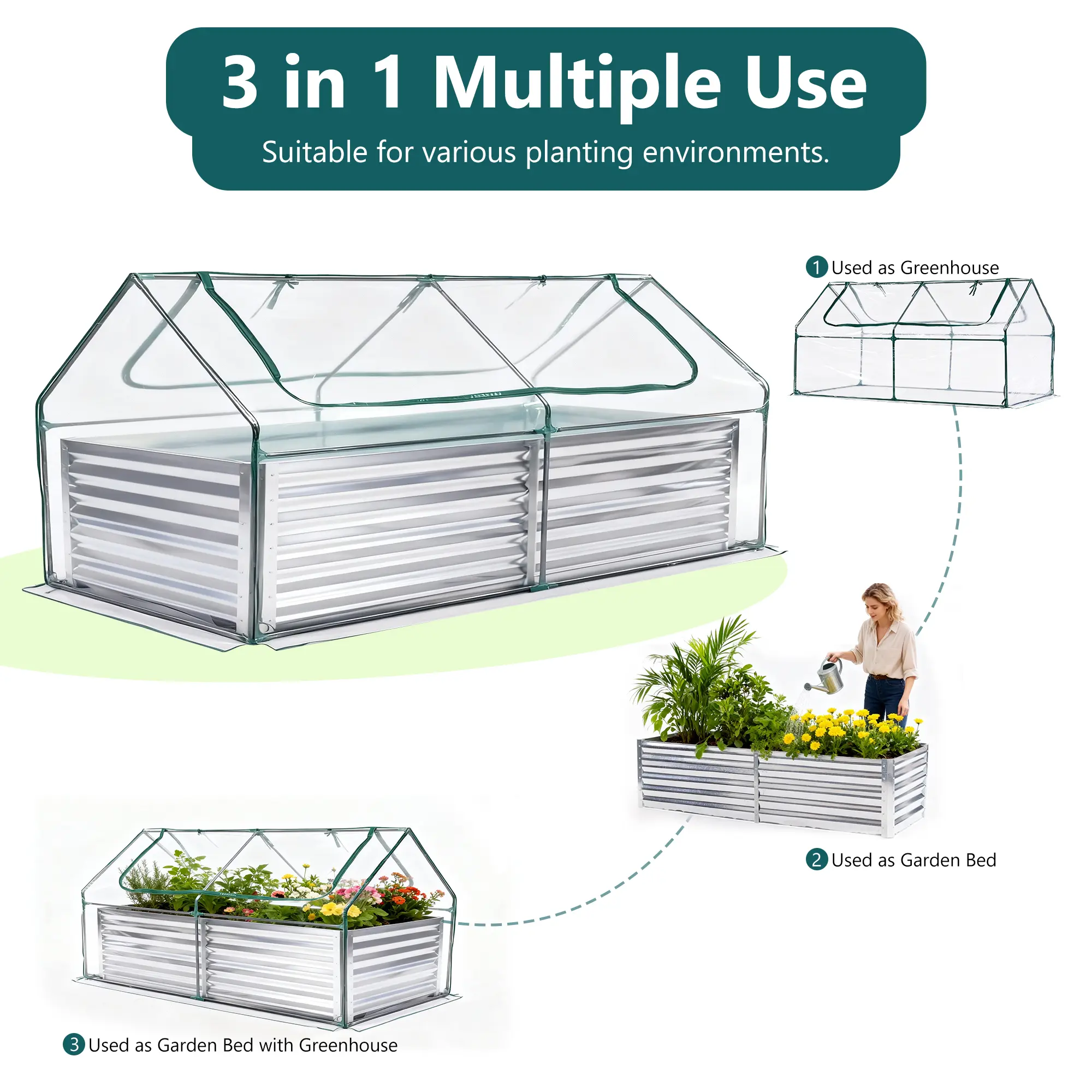 Raised Garden Bed with Waterproof Cover – Cold-Resistant Planter Box for Vegetables, Herbs & Flowers