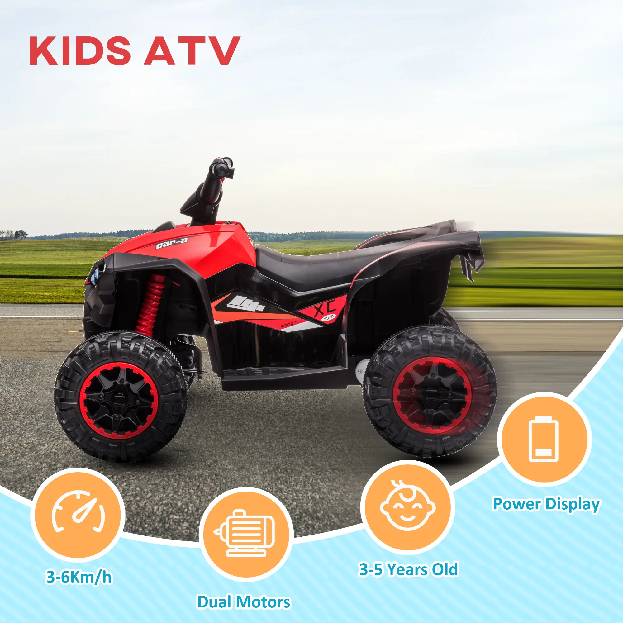 Kids Electric ATV – Ride-On Quad with Forward/Reverse, Durable Wheels & Built-In Music for Outdoor Fun