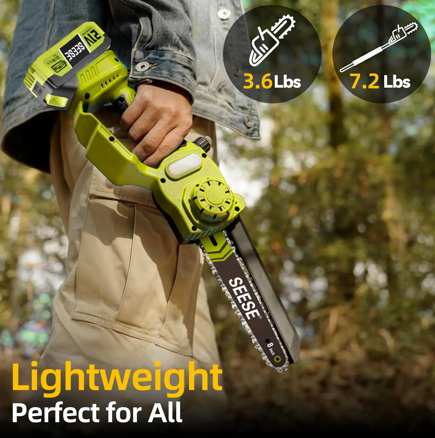 2 in 1 Mini Chainsaw with 2 x 21V Batteries