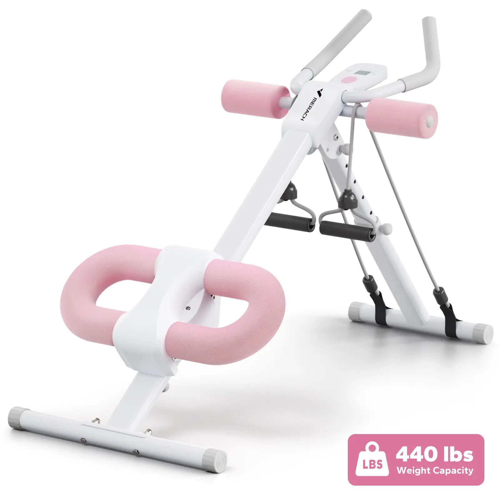 Dual Track Ab Trainer with LCD Monitor, 440lbs Weight Capacity,Foldable for Easy Storage, Ergonomic Supportive Design, Tones Waist Abs Arms Legs Hips, Ideal for Home Gym Beginners & Daily Fitness Enthusiasts