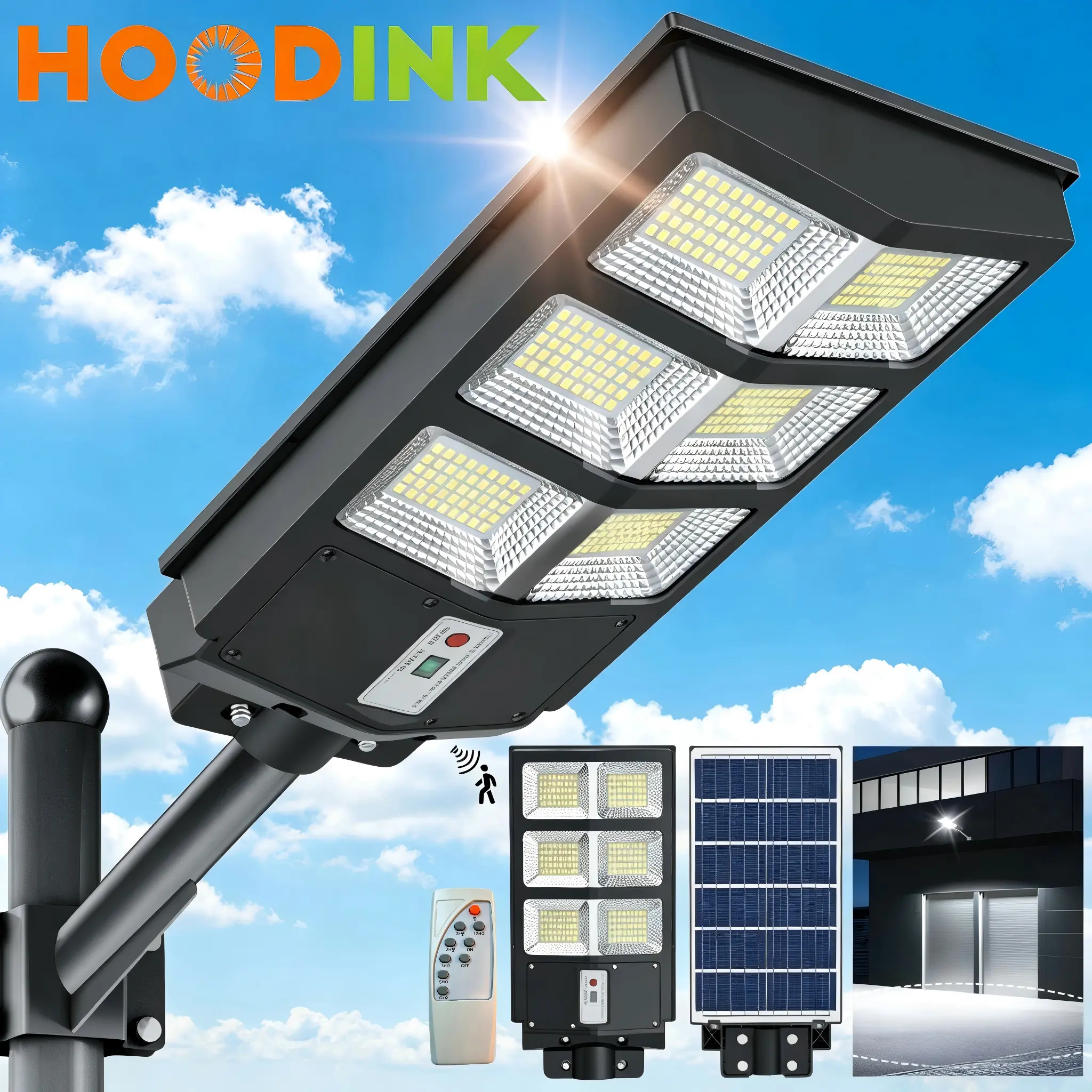 Solar Street Light Outdoor 3 Modes LED Motion Sensor Security Wall Lamp for Garden Yard Porch Decor IP65 Waterproof Remote Control Solar Lights Outdoor Mounted Light