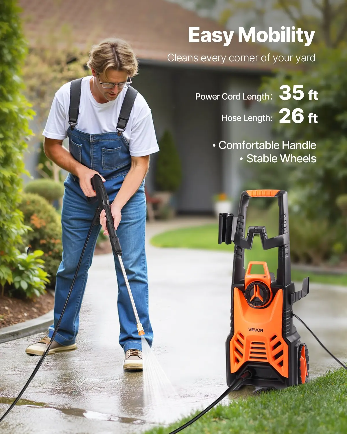 Electric Power Washer4500 PSI 3.2 GPM Portable Pressure Washer with Adjustable Water PressureNozzles & Foam Cannon for Heavy Duty CleaningTools and Gadgets