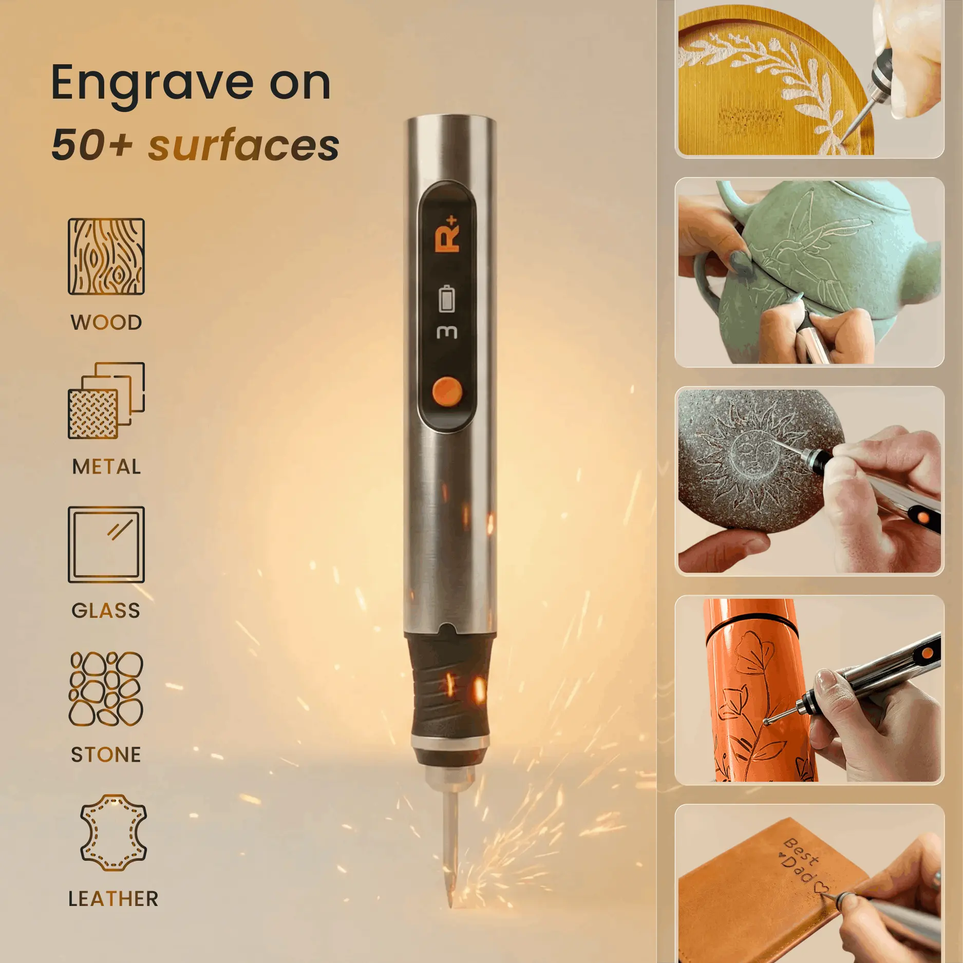 Customizer Engraving Pen with 30 Free Diamond Bits for Personalized Gifts & Practice Canvases Easy to Use USB-C Fast Charger 3 Speed Settings 8000-21000 RPM