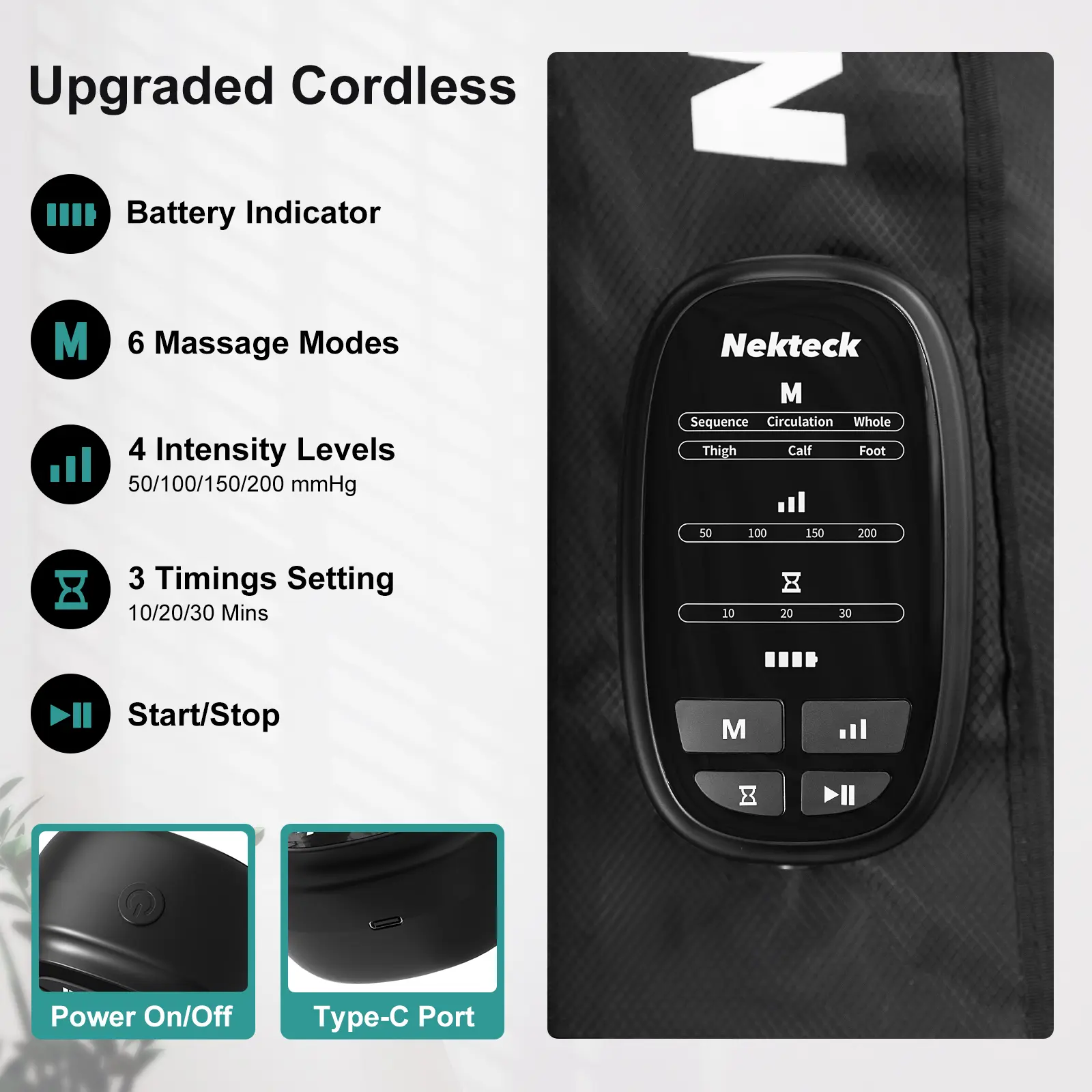 Cordless Leg Massager Recovery System (Single Leg Only), Air Compression Massage, Full Leg Boots for Circulation and Pain Relief Comfort Daily